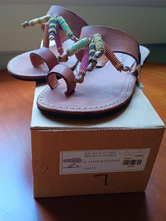 Laidback London Shoes - NWT Laidback London Kelso Flat Colorful Beaded Tassels Toe Sandal Size 37/7